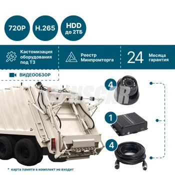для мусоровозов на 4 камеры NSCAR MT401_HDD